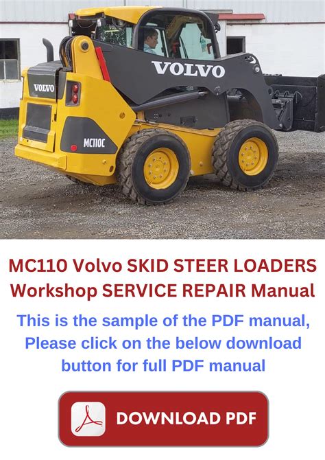 Volvo Skid Steer Loader MC110 Parts and Service Repair Manual 